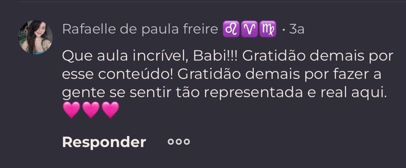 Depoimento de aluna da Babi