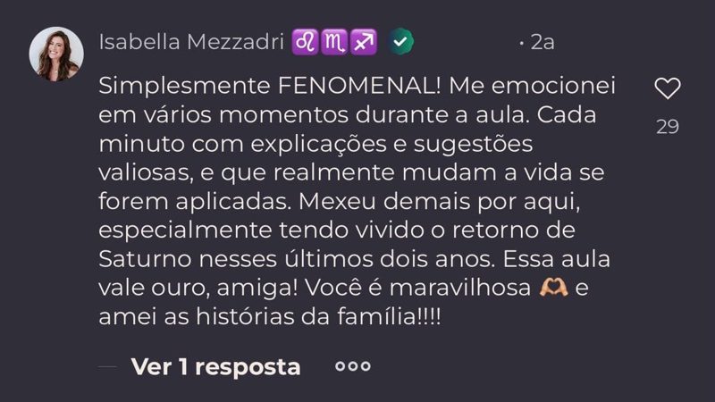 Depoimento de aluna da Babi